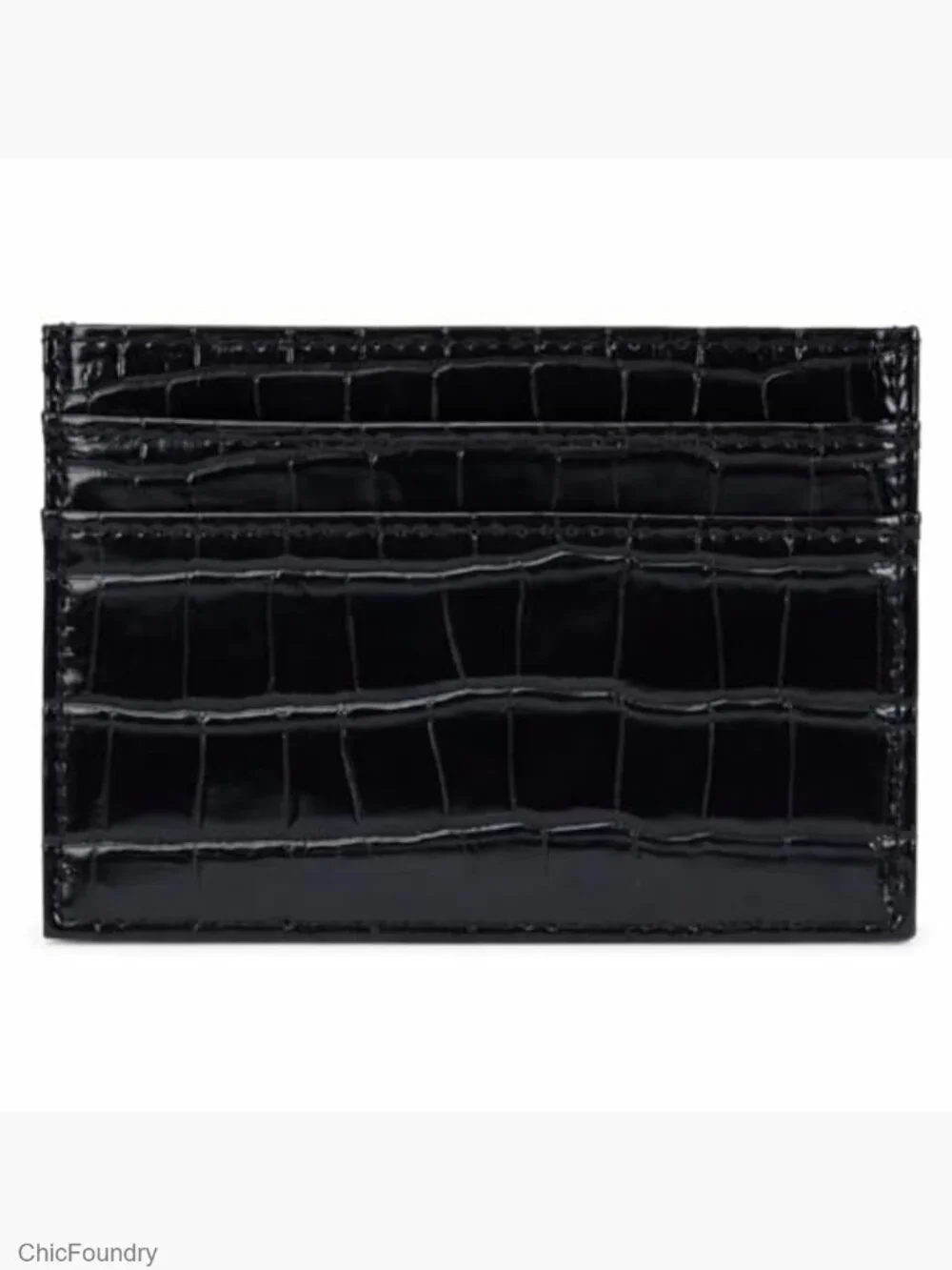 Crocodile Print Card Holder with 4 Card Slots, Slim Leather Texture Wallet